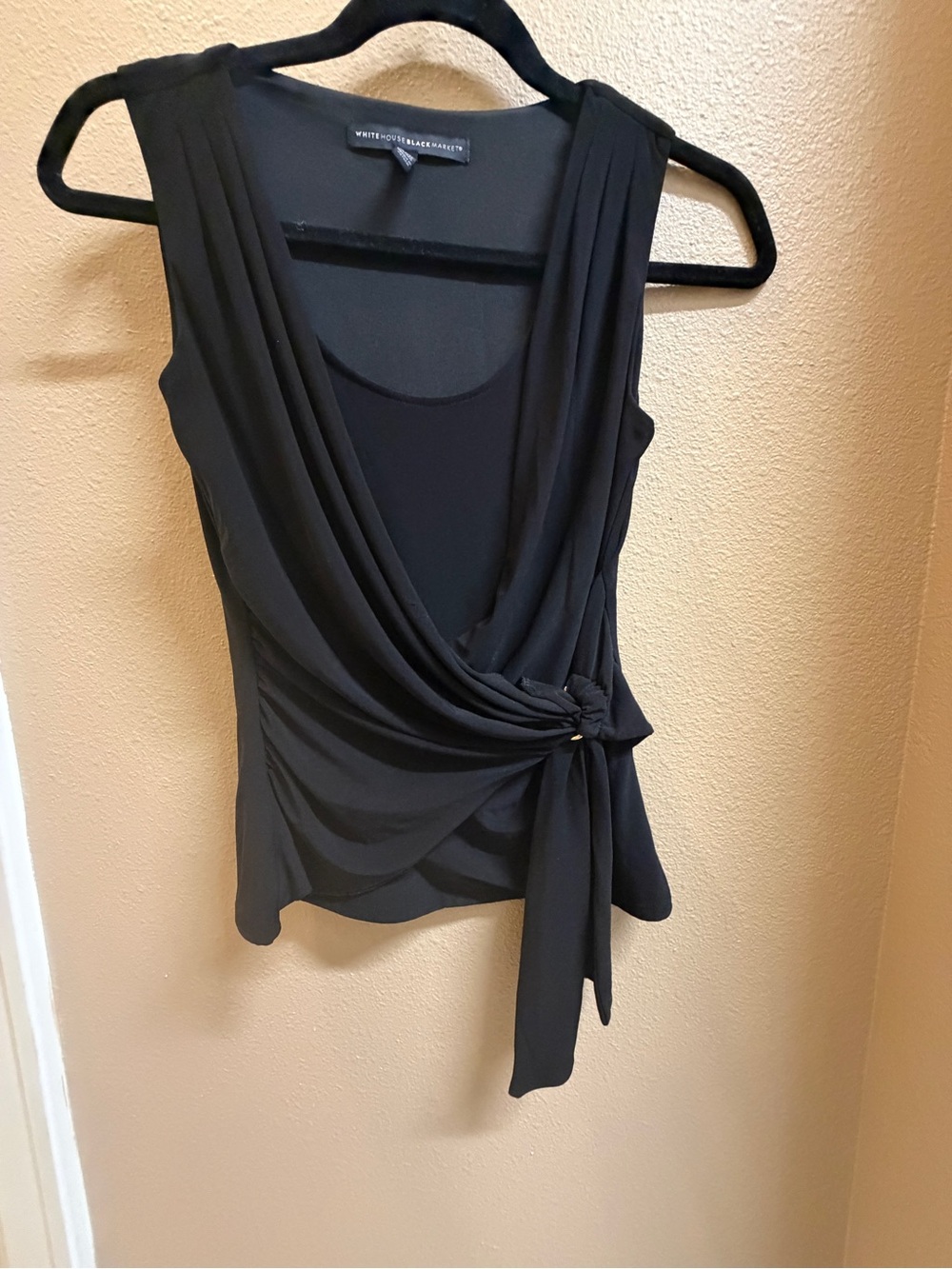 White House Black Market Black Draped Side Knot Camisole